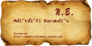 Mátéfi Barabás névjegykártya